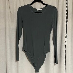 Sophisticated Dark Gray Long Sleeve Bodysuit